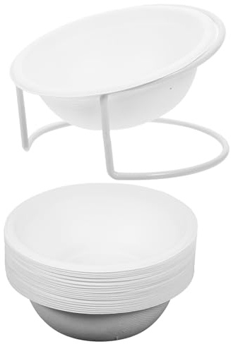 Veemoon Set de gamelles jetables en Papier pour Chat et Chien Bol Alimentaire avec Support Blanc Ouvert capacité Importante Pratique et Confortable pour Aliments humides et secs Usage