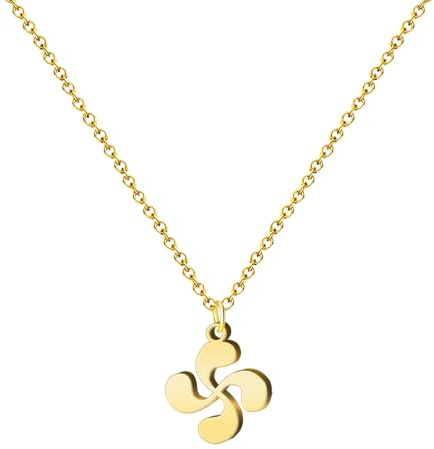 cotigo Collier Lauburu Croix Basque en Acier Inoxydable 316L - Pendentif Symbole Basque Unisexe, Amulette de Protection et Équilibre, Mediano-largo, Acier inoxydable, Il ne s'agit pas d'une pierre