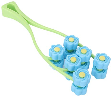 LUCKDANO Ansiktsmassagerrulle V-formad Ansiktsrulle med Flera Rullar - Melonfrödesign, Ergonomiskt Handtag, ABS-material, Perfekt för ansikts-, nacke- och Hakmassage (Blå)