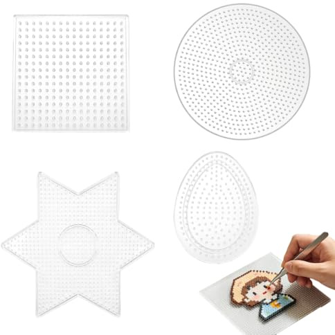XUZOPIM 4 Plantillas De Perlas De Plancha, Placas De Cuentas Para Plancha, Plantillas De Cuentas De 5 Mm Transparentes Beads Para Niños Artesanía