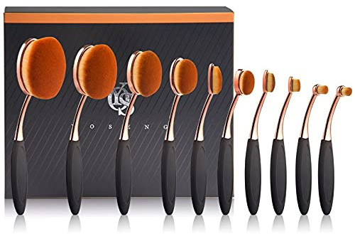 Foundation Oval Makeup Concealer Powder Brush Set, Rose Golden