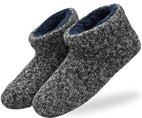 KuaiLu Zapatillas Casa Bota Hombre Invierno Cerradas Babuchas Caballero Caliente Peluche Lana Pelo Altas Pantuflas Botines Comoda Pantufas Homem Calcetines Interior Patucos Slippers Negro 39