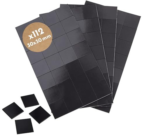 WINTEX 112 Magnete 30 x 30 mm, zuschneidbar, flache Haftmagnete geeignet zum Kleben von Fotos oder Fotos oder zum Aufkleben auf Tafeln 30 x 30 x 2 mm