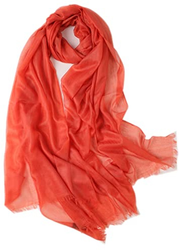 Prettystern damer 100 % kashmir fjäderlätt ring pashmina halsduk aftonklänning stola gjord av mycket tunn 200 garn kashmir trådar, 24. Orange-röd, 200 cm X 100 cm