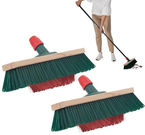 Novaliv Lot de 2 balais de jardin Elaston - 40 cm - Avec poils en V et Elaston - Idéal comme balai d'extérieur - Poils durs - Balai de terrasse - Balai d'écurie - Balai industriel - Pour l'extérieur