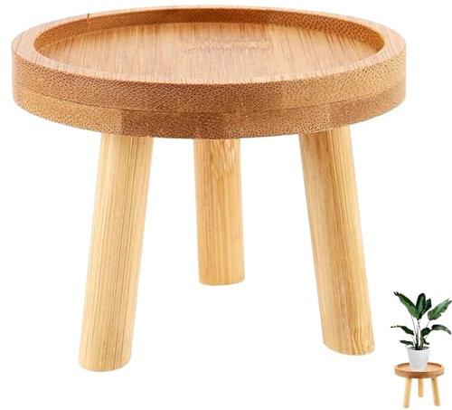 YANJIY Pflanzenhocker Holz Klein, Hocker Holz Für Blumen, Topfpflanzenständer, Blumentopf Basishalter Rund, Blumenbank Für Innen Fensterbank, Blumenhocker Deko Für Indoor, Outdoor(14 x 9,5 cm)