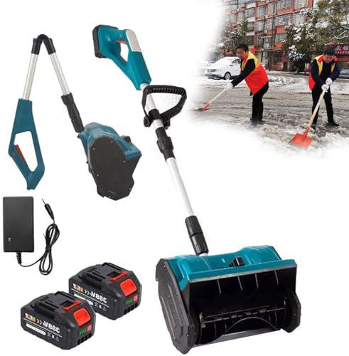 RayGenius Elektrisk Hopfällbar Snöskyffel, Justerbar Skyffelängd Och Kastriktning, Batteridriven Snöskyffel För Uppfarter Till Skolvägar, 1XBattery