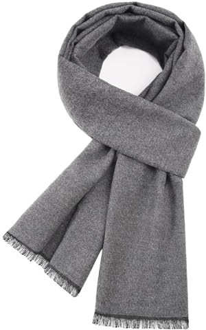 Lonya Bufanda Hombre Invierno Elegante Tartán Moda y Elegante Pashmina Clásico Resistente Cuadros Foulard Fría Suave al Ttacto Fular C-Gris,180 * 30cm