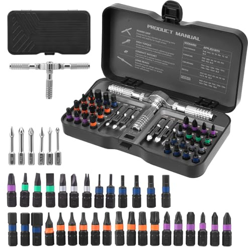 40 in 1 Magnetic Screwdriver Set, DIY Ratchet Screwdriver Kit, Multi Magnetic Drive Tool with Detachable Ratchet Handle, Storage Case, Precision Repair Tool Kit for Furniture Computer (40 in 1)