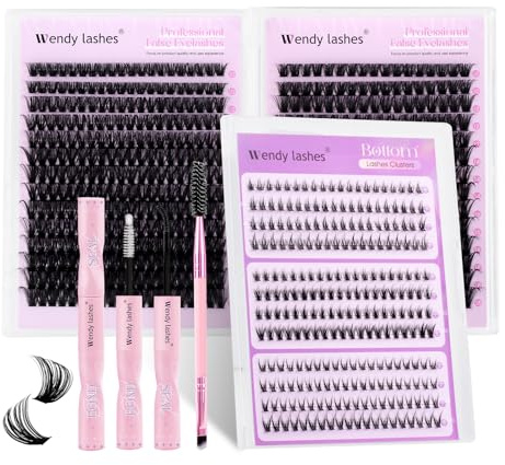 Kit Individuella Ögonfransar 60D+80D+3 Stilar Nedre Fransar MIX 10-18mm D Curl Naturliga Fluffiga Cluster Lashes med Lim, Försegling & Borste – DIY fransförlängning hemma(60D-80D-Kit)