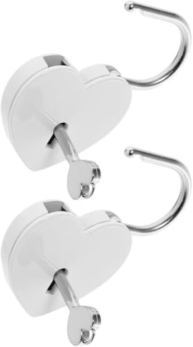 Hjärthänglåsdekor 2-pack små lås nycklar hjärtformade lås for kontor skola ryggsäck resväska bagage/4773(White)