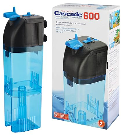 Penn-Plax Cascade 600 Fully Submersible Internal Filter – Provides Physical, Biological, and Chemical Filtration for Aquariums and Turtle Tanks