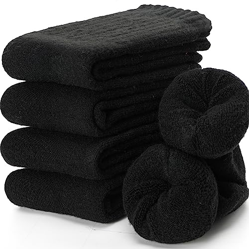 EBMORE Merino Wool Socks for Men Winter Thermal Warm Thick Hiking Boot Heavy Stocking Stuffers Soft Cozy Socks for Cold Weather 5 Pack(Classic Black(5 Pairs))