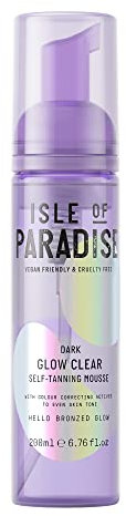 Isle of Paradise Self Tan Mousse, Dark (200 ml) Glow Clear Self Tanning Foam, Natural Ingredients & Vegan (packaging may vary)