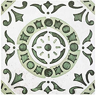 Retro Self Adhesive 12-Inch Vinyl Floor Tiles, 20 Tiles - 12 x 12, Green Medallion Pattern - Peel & Stick, DIY Flooring for Kitchen, Dining Room, Bedrooms & Bathrooms by Achim Home Decor