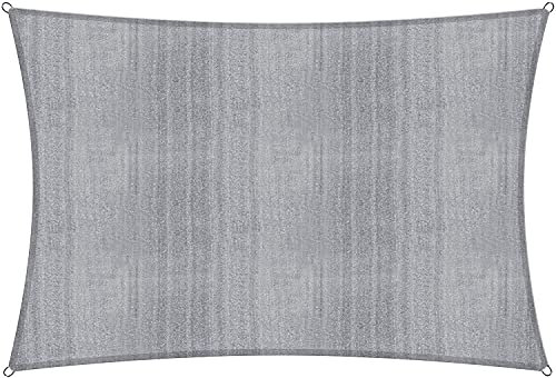 Lumaland Sonnensegel Rechteckig 5 x 6 Meter | Wetterbeständiger Sonnenschutz inkl. Befestigungsseile | Terrasse, Garten & Balkon Schattenspender aus HDPE Segelstoff mit UV Schutz [Hellgrau]