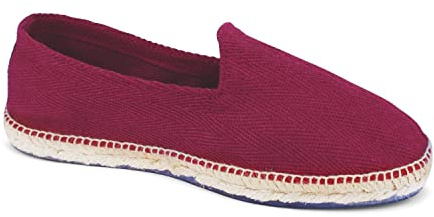 weltenmann Corralejo – Farbige Slip-on Espadrilles aus Baumwolle mit Schuhbeutel, Maroon, 43, Handmade in Spain
