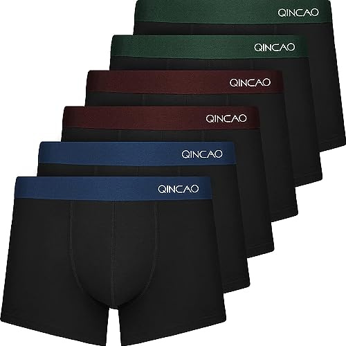 QINCAO - Boxer da Uomo, Confezione da 6 Pezzi, privi di Etichette Che graffiano, Biancheria Intima, Boxer in Cotone, Taglia: S - 4XL