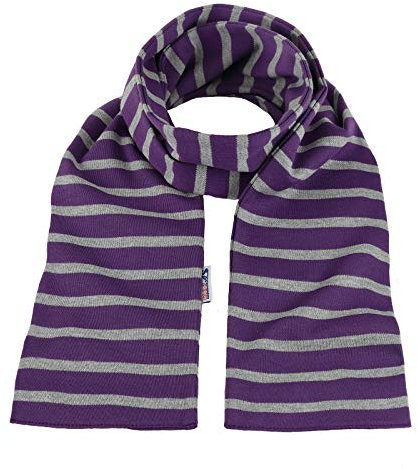 modAS Unisex Bretonischer Schal mit Streifen und uni verschieden Farben - Herrenschal Damenschal Kinderschal 13x120 cm in Lila-Grau