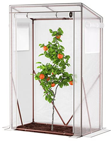 UDPATIO Tomaten Gewächshaus, klein Foliengewächshaus Tomatengewächshaus Tomatenhaus mit aufrollbare Tür und 4X Erdhaken,Stabiles Anzuchthaus Gemüse Gewächshaus Treibhaus für Boden,Garten,150x100x50cm