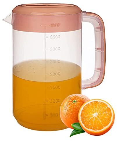 SMELEYOU Puche, cruche à Eau, cruche avec Couvercle, cruche à Carafe à Eau en Plastique 4l Grande Carafe Pitcher de Boisson Transparente