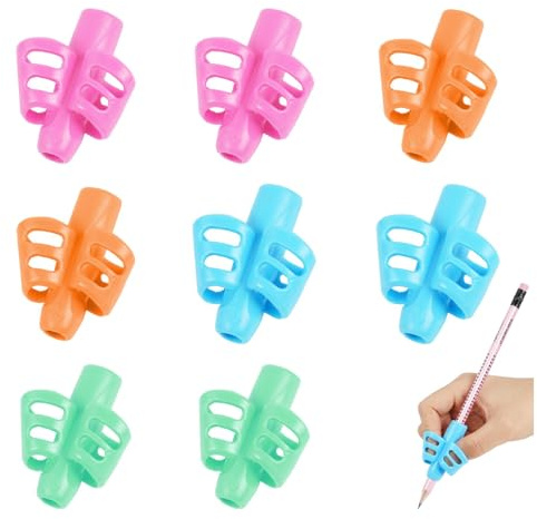 Vicloon Impugnatura Matita Bambini, 8PCS Impugnatura Penna, Ergonomico Matita Grip Pencil Grips Aiuto Scrittura Strumento Correzione Della Postura per Bambini Adulti, Multicolore