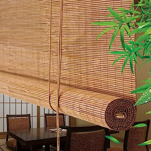 Bambusrollo Atmungsaktives Natürliches Bambus Raffrollo Jalousine Breite 50 60 70 80 90 100 110 120 130 140 150 160 170 180cm Sichtschutz Rollo Sonnenschirm Mit Heber Für Patio Pergola Anpassbar