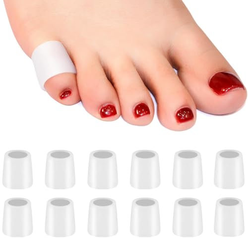 AFCJLTO 12pcs Proteggi Dita Piedi in Silicone Traspiranti,cappucci Copri dita in gel,Copri Mignolo Piede per Prevenire Vesciche,calli e duroni, ritagliabile per uomo e donna