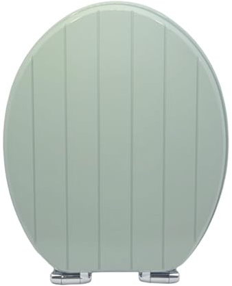 AQUALONA® Premium Sage Tongue and Groove Toilet Seat - Soft Close - Moulded Wood - Stainless Steel Slow Close Hinges - Wipe Clean - Easy Installation
