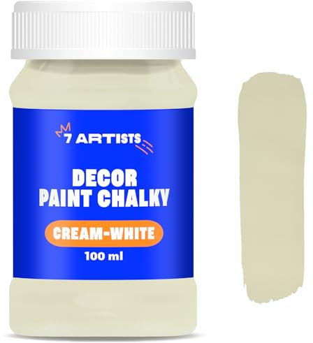 7 Artists Cream-White Chalk Paint 100 ml - Chalky Paint for Wooden Furniture & Crafts