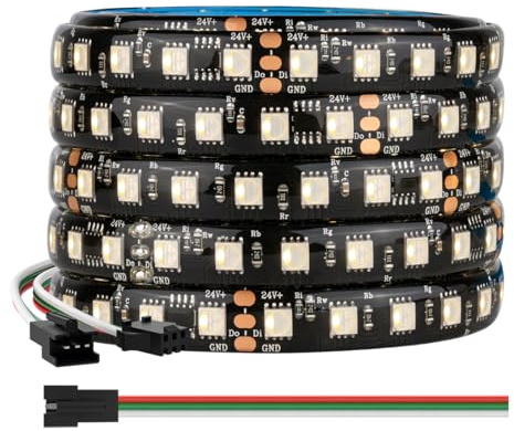 BTF-LIGHTING 5050SMD WS2814 IC RGBW 4-i-1 Adresserbar LED-remsa RGB + varmvit 5 m 84LEDs/m DC24V PCB svart IP65 vattentät Dreamcolor för heminredning DIY-projekt (endast band)