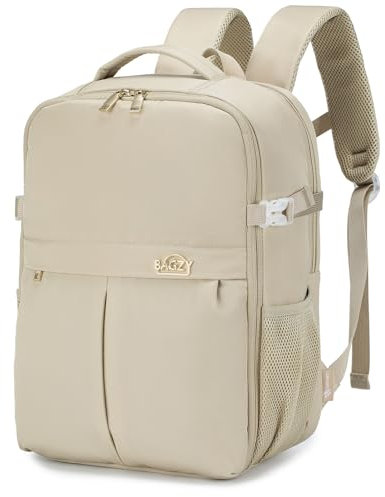 BAGZY Handgepäck Koffer 40x30x20 Wizzair, Reisetasche Handgepäck Flugzeug Laptoprucksack 15,6 Zoll Handgepäck 40x30x20 Transavia Mit USB-Anschluss Oxford, für Kurztrips, Arbeit, Studenten (Beige)