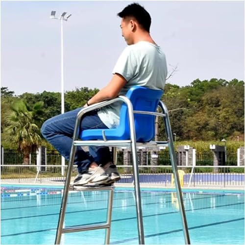 SAFWELAU Taburete alto Escalera para piscina exterior 47 pulgadas 59 pulgadas 70 pulgadas de alto Silla de salvavidas para exteriores/interiores/playa, Sillas salvavidas de acero inoxidable 304 con as