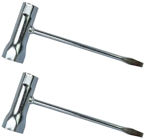 Hero Kombischlüssel 2 Stück Zündkerzenschlüssel 13 mm x 19 mm Kettensägenschlüssel T-förmig Schraubenschlüssel Schlitzschraubendreher Ringmaulschlüssel Motorsäge Kettensäge Säge