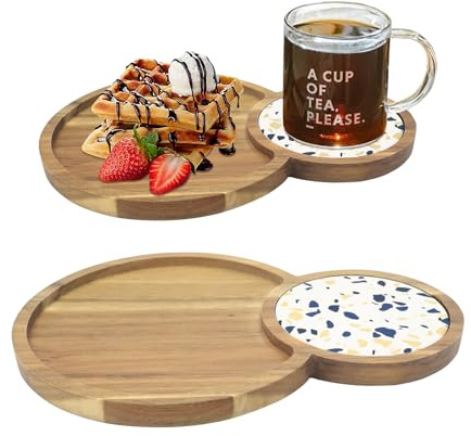 2 Stück Holz Tablett, Ovales Nahrungsmitteltablet，27.8X13cm Kleines Getränketablett, Antikes Hölzernes Tablett für Kaffee, Tee Oder Kaffee, Brot Dim sum Tablett, Sushi, Grill, Käse, Sushi, Snack Table