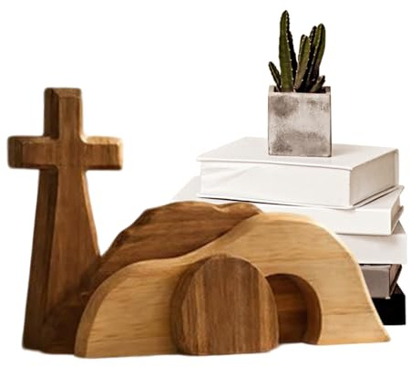 Generico Scena della Tomba Vuota di Pasqua | Decorazioni in Legno da Tavolo | Decorazioni per la Resurrezione,per Scrivania Casa Famiglia Vacanze Primavera Chiesa Mensola