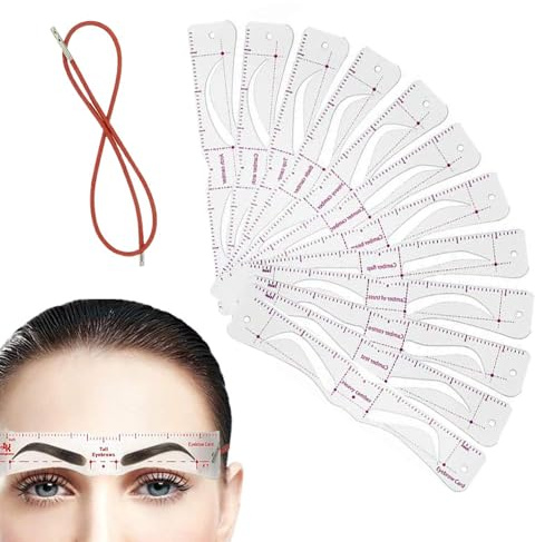 Plantilla de maquillaje para cejas, plantillas para cejas, herramienta de belleza reutilizable de 12 piezas para mujeres, detalle de correa ajustable, categoría de accesorios cosméticos, grad