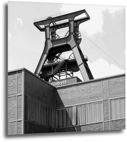 COGNOSCO Wandbild mit Essen-Motiv: Förderturm - Direktdruck auf Aludibond - 60 x 60 cm