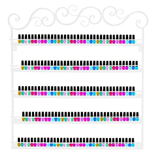 Dazone Étagère Murale à Vernis à Ongles Cœur Grande en Métal Fer Forge 5 Niveaux Blanc