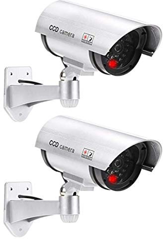 Lot de 2 caméras de Surveillance Professionnelles factices avec Objectif et Surveillance vidéo Clignotante