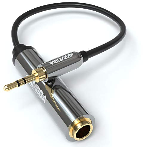 JAMEGA - 0,1m Stereo Klinken Adapter | 3,5mm Stecker Auf 6,3mm Buchse TRS 1/4 Zu 1/8 Audio Aux Kabel Mit 24K Vergoldete Kontakte Für Kopfhörer, Lautsprecher Uvm