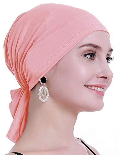osvyo Bamboo Chemo Headscarf for Women Hair Loss - Cancer Slip On Headwear Turbans Hats caps Sealed Packaging Almond Pink
