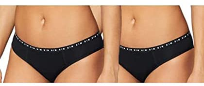 DIM Culotte Femme Menstruelle Coton Bio Flux Abondant DIM Protect x2, Noir, L