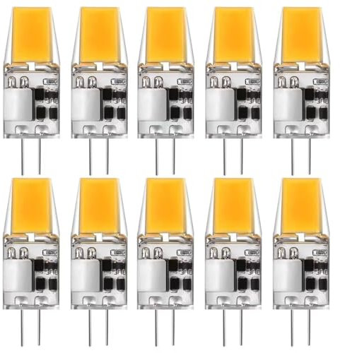 G4 LED Lampen, 5W Birnen Ersatz 50W Halogenlampen, 500LM, Warmweiß 3000K, 12V AC/DC, Kein Flackern, Nicht Dimmbar, 360 Grad Licht, 10er Pack