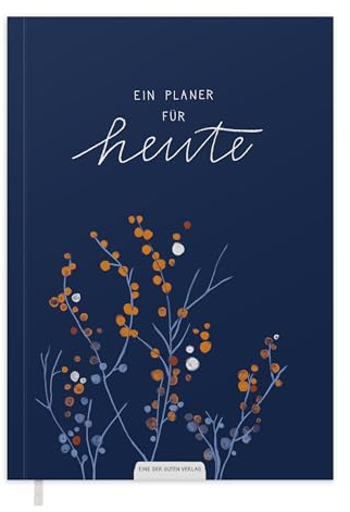 Eine der Guten Terminkalender A5 – undatierter Kalender, Softcover Wochenplaner ohne Datum, vertikales Layout, Terminplaner zum flexibel starten, Blau Weiß Orange mit Blumen, klimaneutral, FSC Papier