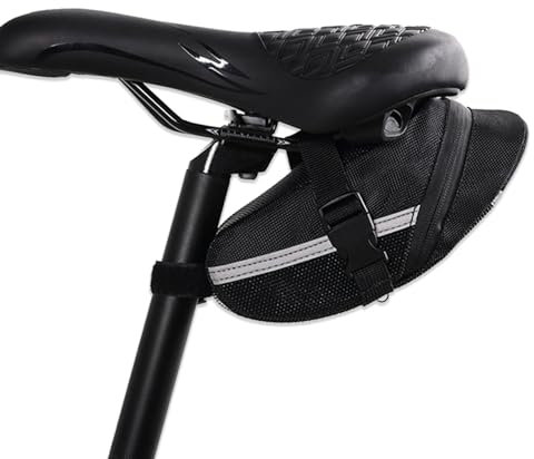 Quixotical Satteltasche Fahrrad, Radtasche mit Rücklichthalter, Werkzeugtasche Fahrrad-Sattel mit Klettverschluss, für Mountainbikes, Fahrräder, und Rennräder