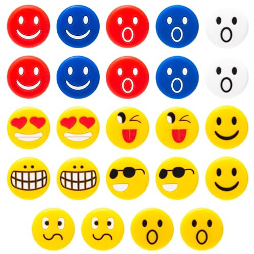 Pilikoll 24 Stück Emoji mit Tennisdämpfer Tennis-Vibrationsdämpfer Dämpfer Tennisschläger Silikon Vibrationsdämpfer Tennis Damper Tennisvibration für Tennisschläger,Badmintonschläger,Squash Schläger