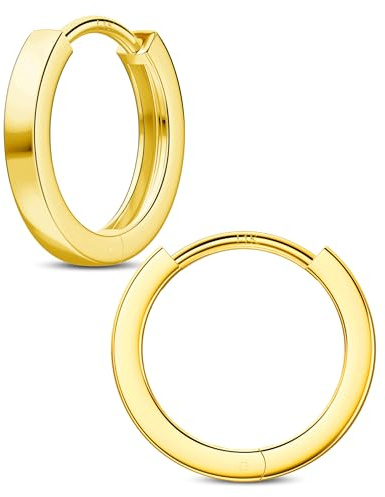Jewseen Boucles d'oreilles huggie en or jaune 14 carats pour cartilage nasal, hélix, septum, daith pour homme et femme, Or jaune