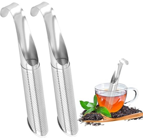 2 colino da tè per tè sfuso, filtro da tè in acciaio inox per tazza, set di uova da tè, con manici, infusore da tè, piccolo, accessorio da tè, riutilizzabile, per tazza, tè, rosa, caffè, spezie