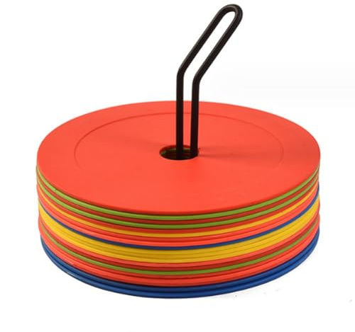 Zhemessy 10 Discos Marcadores de Conos Planos de FúTbol, Marcadores de Entrenamiento de Agilidad de Velocidad para Deportes de Baloncesto, Equipo de Entrenamiento PortáTil
